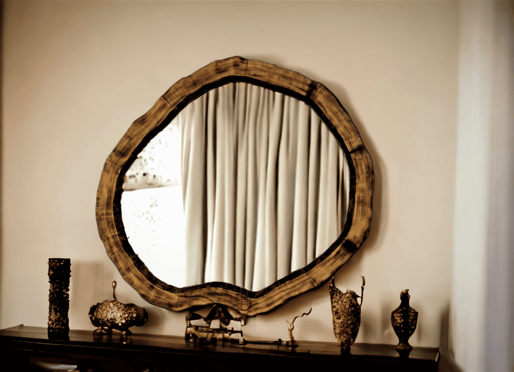 Duże lustro do salonu nad komodę drewniane dekoracyjne 130cm.