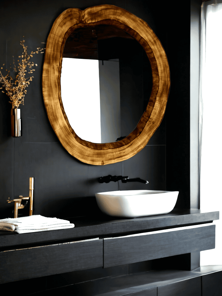 Designerskie lustro do łazienki drewniane 80x60cm
