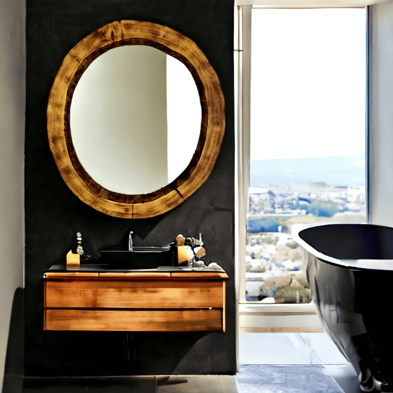 Lustro do łazienki drewniane, nowoczesne 75cm.

