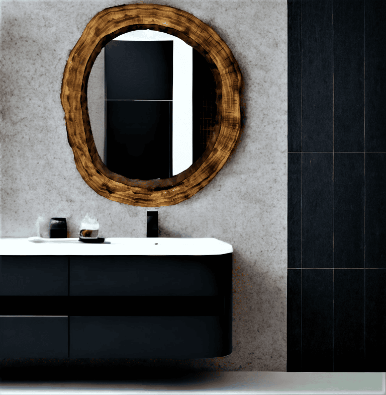 Nowoczesne lustro łazienkowe drewniane 65x60cm
