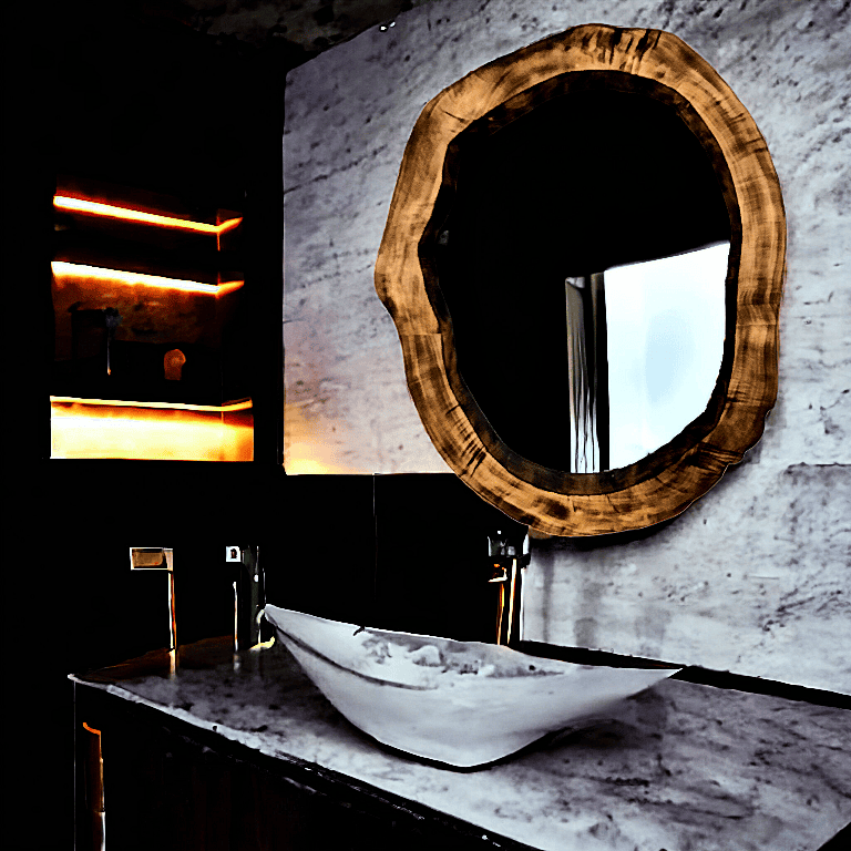 Designerskie lustro do łazienki drewniane 80x60cm
