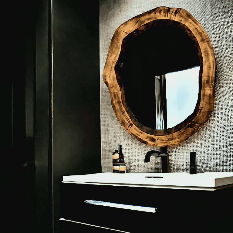 lustro drewniane łazienka 80x60