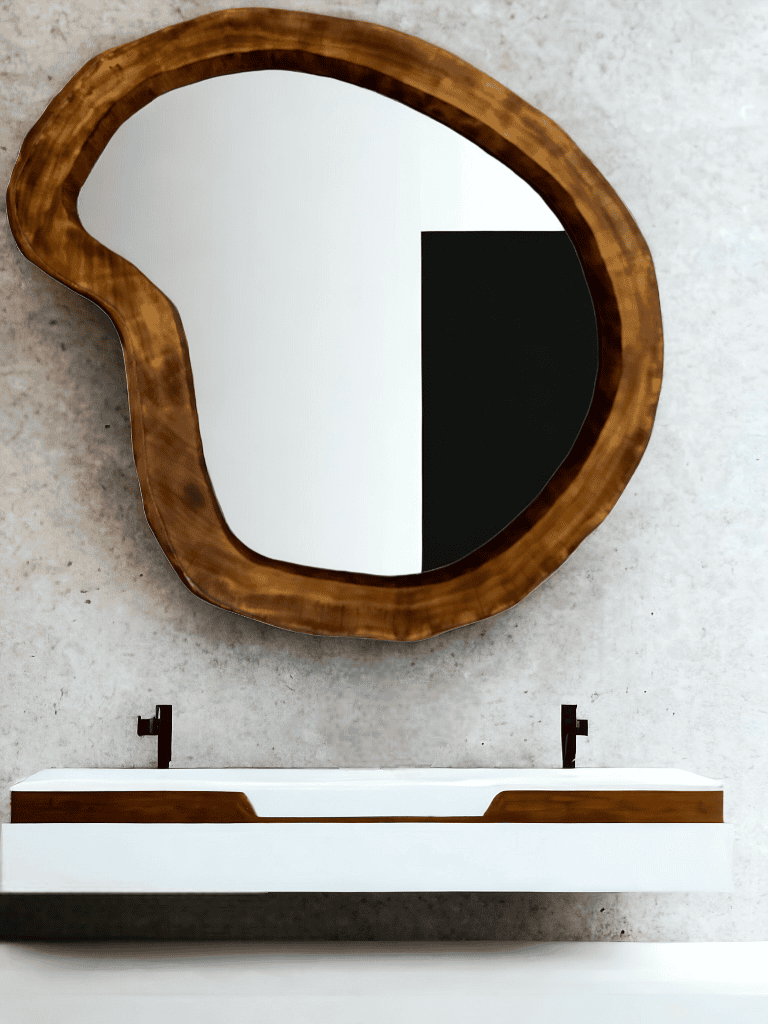 Designerskie drewniane lustro do łazienki 100cm.