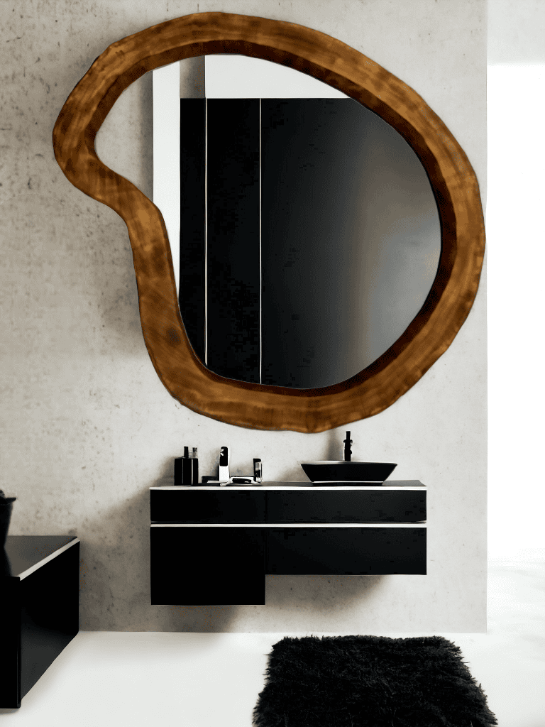 Designerskie drewniane lustro do łazienki 100cm.

