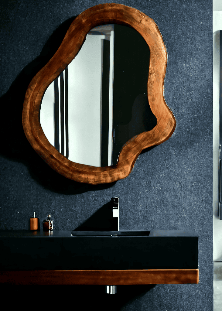 Designerskie drewniane lustro do łazienki 100x85cm.