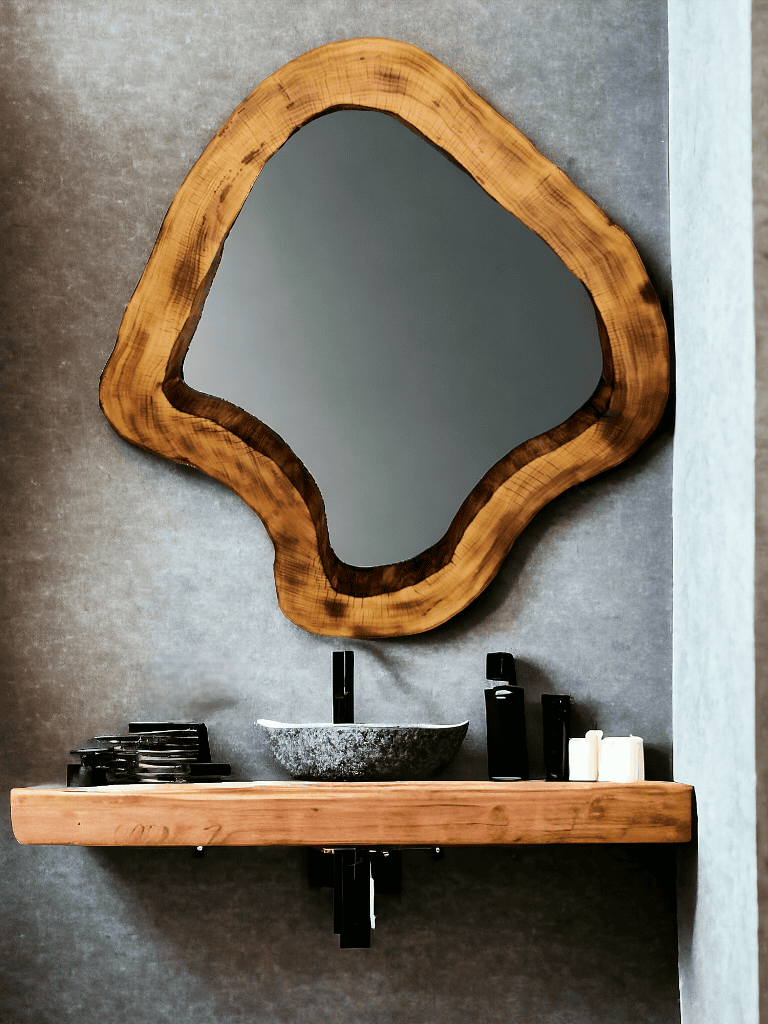 Nowoczesne lustro do łazienki w drewnianej ramie 80cm.