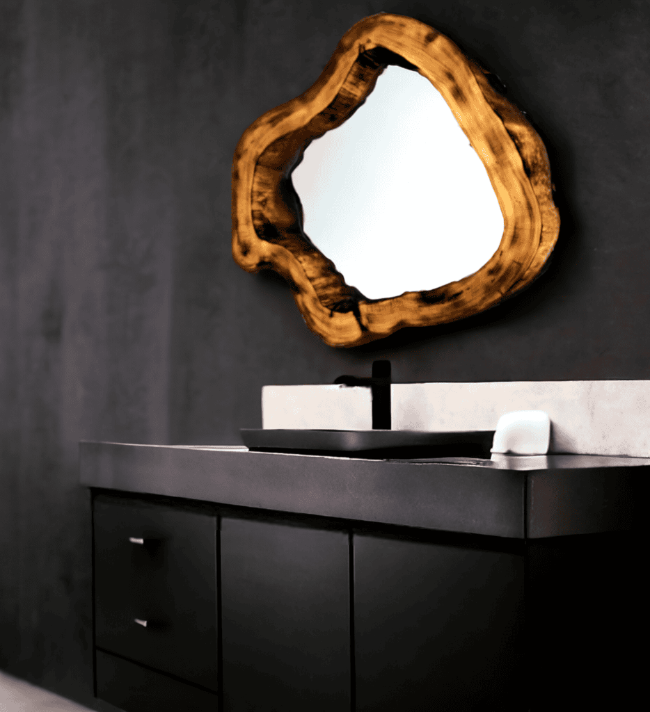 Designerskie lustro do łazienki w drewnianej ramie 80cm.
