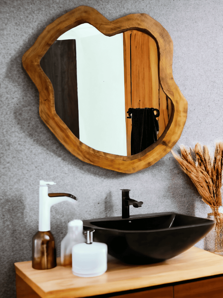 Designerskie drewniane lustro do łazienki 100cm.
